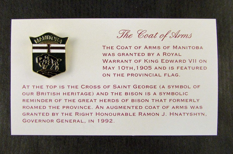 Manitoba Coat of Arms Historical Souvenir Pin | Bilingual Collectible