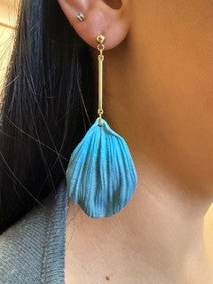 Teal Petal Drop Earrings |