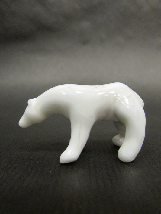 White Glass Bear Figurine | Ours de verre blanc
