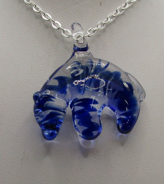 Bear Necklace - Blue Swirl | Collier Ours - Tourbillon Bleu
