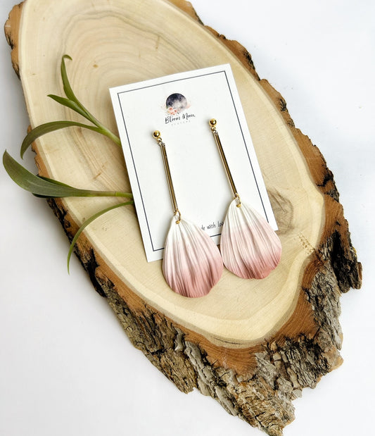 Dusty Rose Petal Drop Earrings |