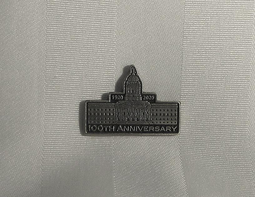 Pewter 100th Anniversary Pin | Épinglette pour notre 100e anniversaire