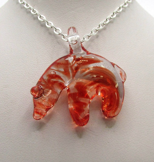 Bear Necklace - Orange Swirl | Collier Ours - Tourbillon Orange