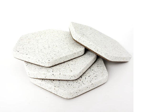 Hexagon White Sandstone Coasters (4)