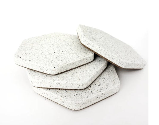 Hexagon White Sandstone Coasters (4)