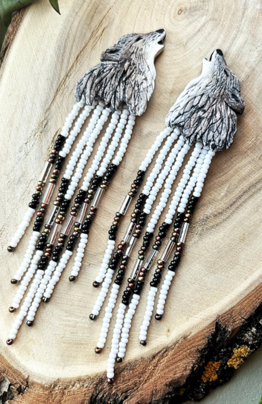 Wolf Beaded Earrings |