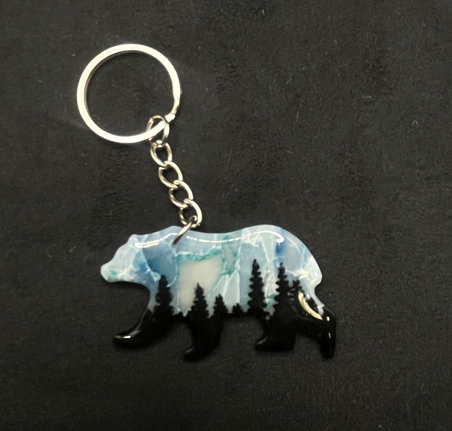 Faux Stone Polar Bear Keychain