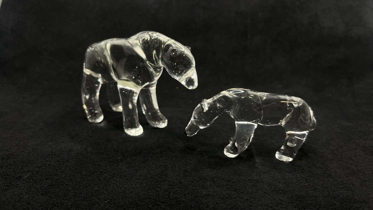 Ours en verre transparent | Ours Polaires en Verre soufflé