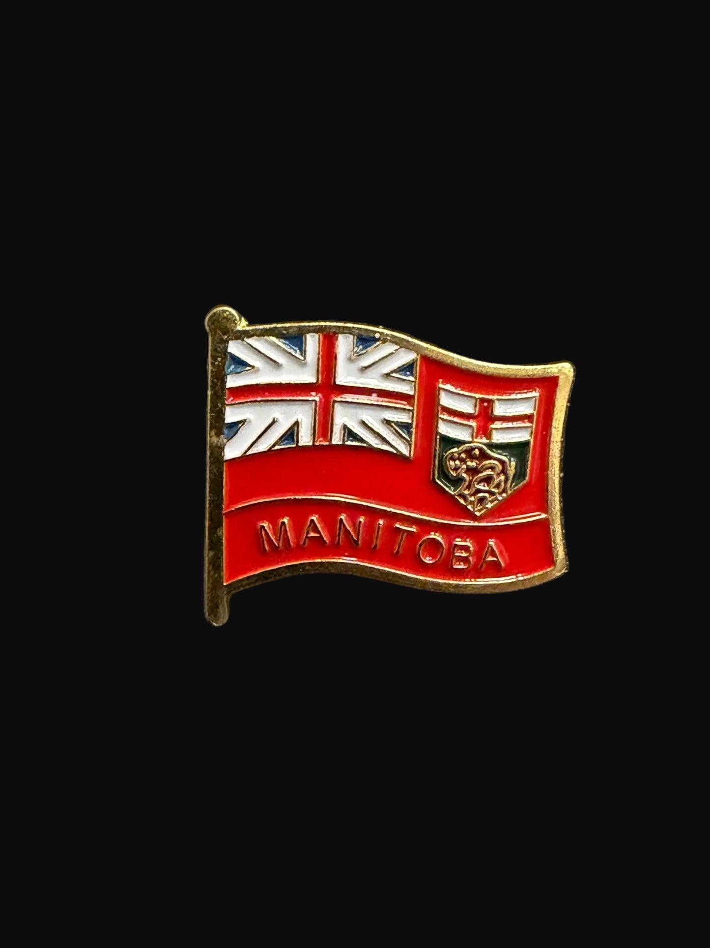 Manitoba flag badge on a textured gray background