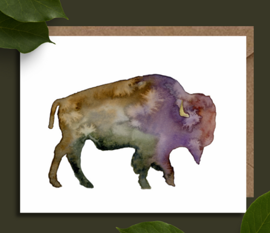 Bison Card Watercolour |