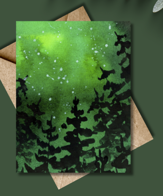 Northern Lights Card Watercolo |